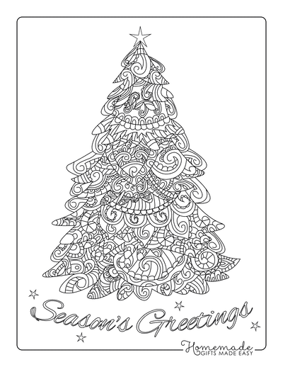 Christmas tree coloring pages for kids adults
