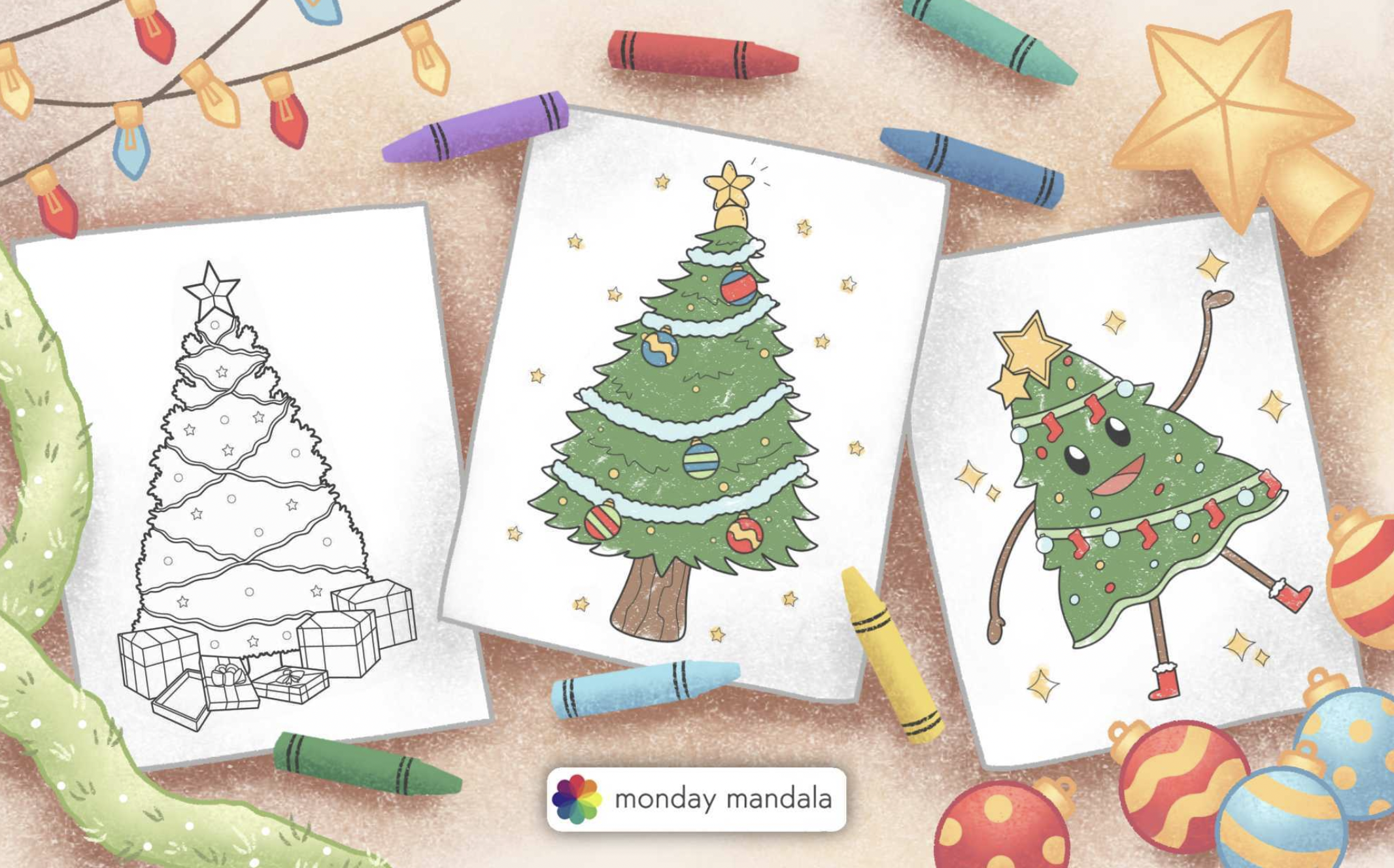 Christmas tree coloring pages free pdf printables