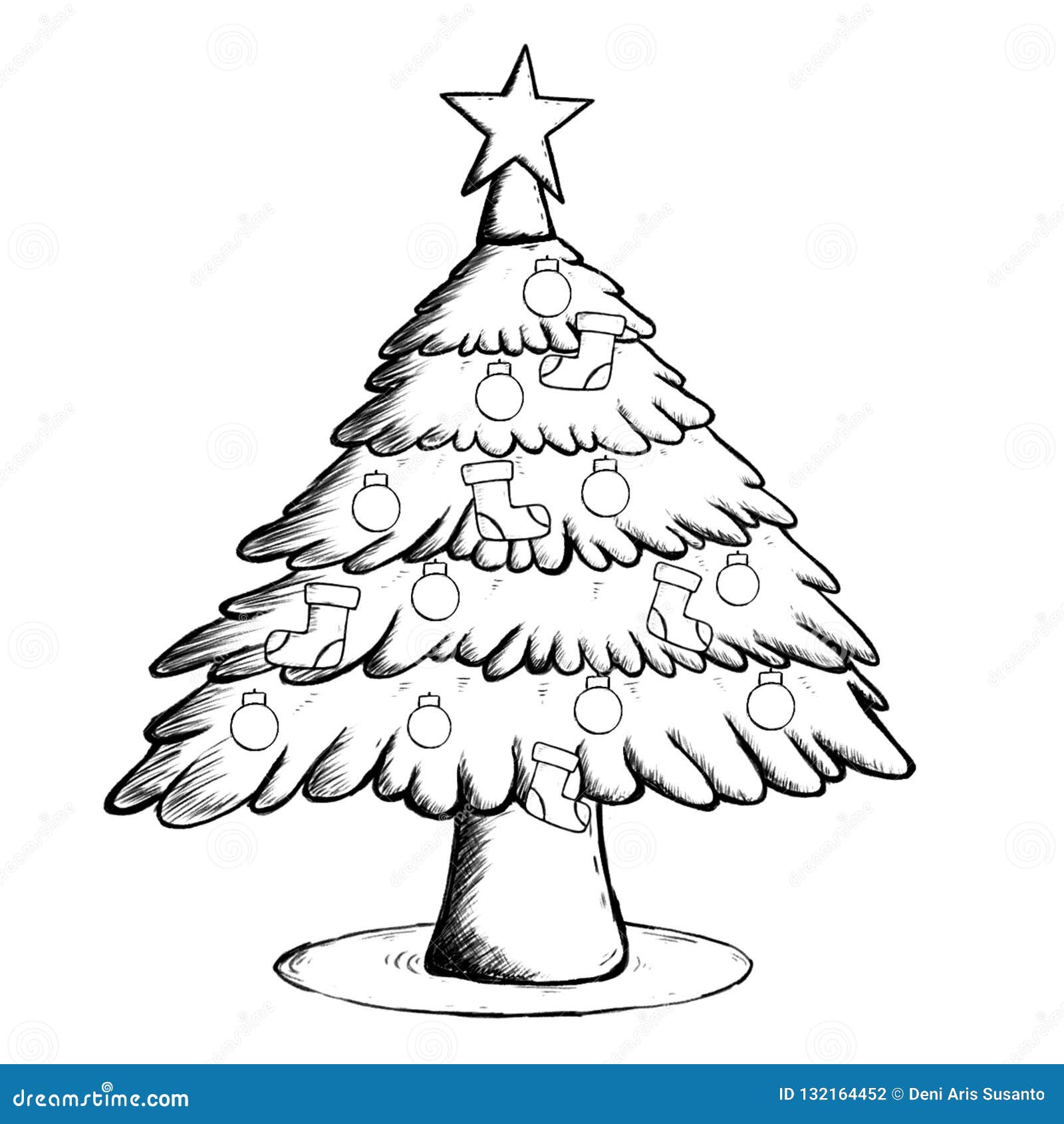 Christmas tree coloring page stock illustration