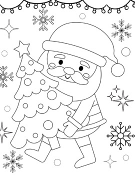 Santa christmas tree coloring sheet by artwithmissko tpt