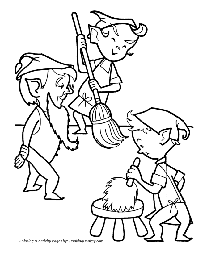 Santas elves coloring pages