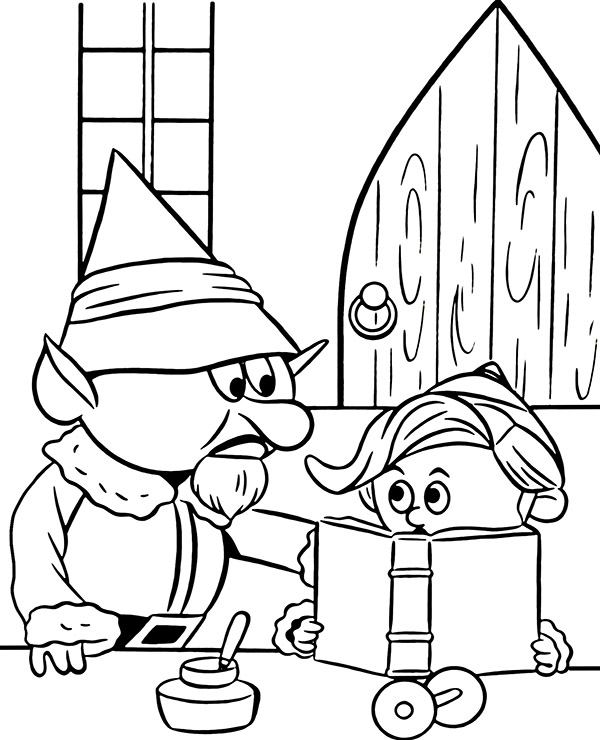 Christmas coloring pages elves house