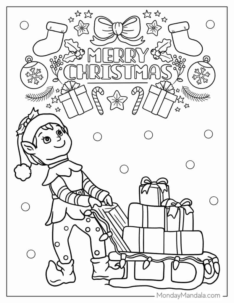 Elf coloring pages free pdf printables