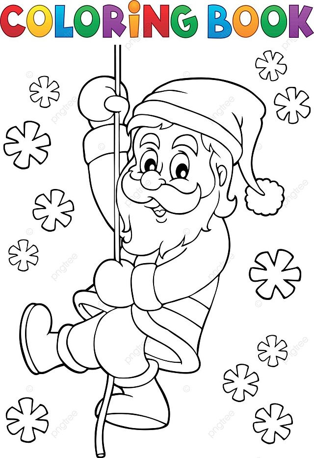 Coloring book climbing santa claus colouring season celebration vector book drawing rat drawing sea drawing png and vector with transparent background for free download