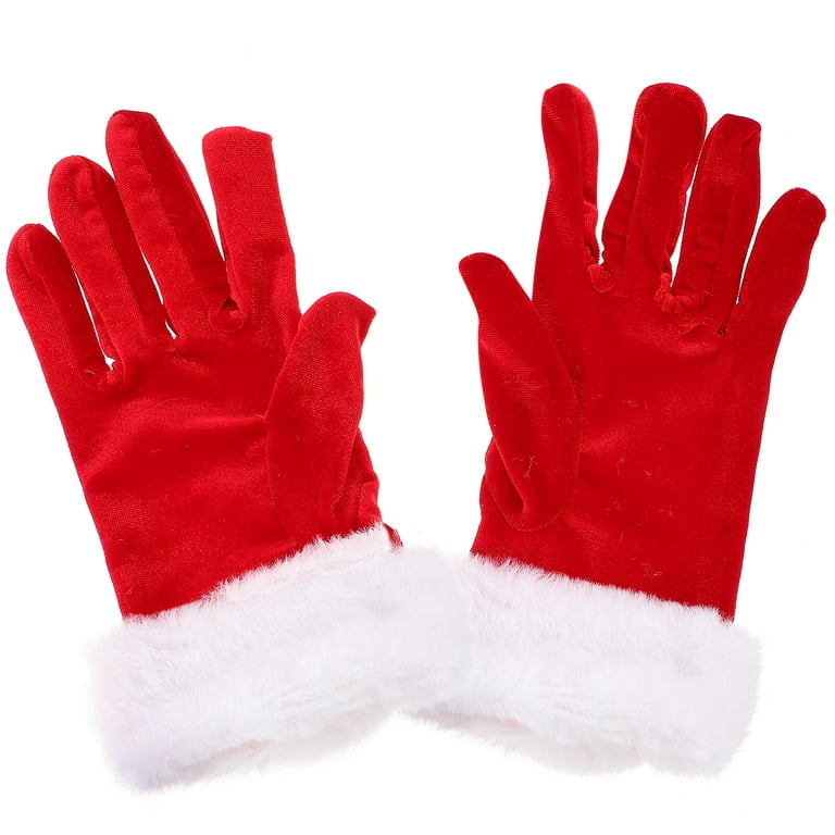 Pair of christmas red gloves santa claus gloves short gloves decorative gloves