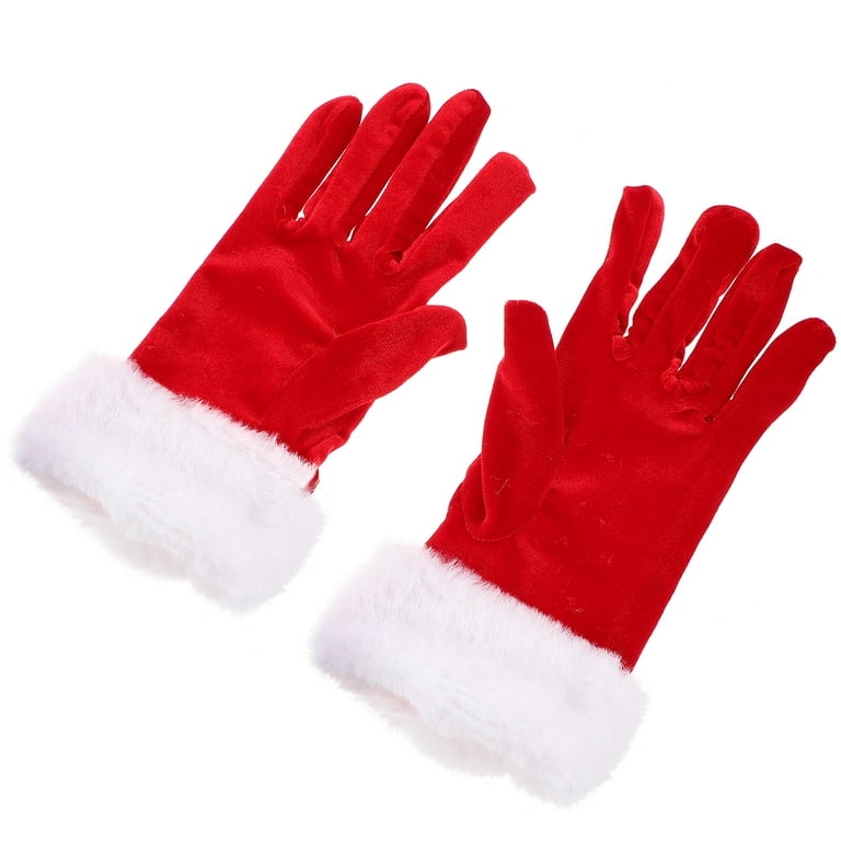 Pair of christmas red gloves santa claus gloves short gloves decorative gloves