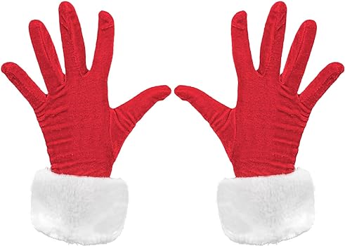 Christmas santa claus gloves short red velvet gloves with white furry cuff classic xmas splay gloves fancy dress christmas stume supplies festival full finger party gloves for women teens toys