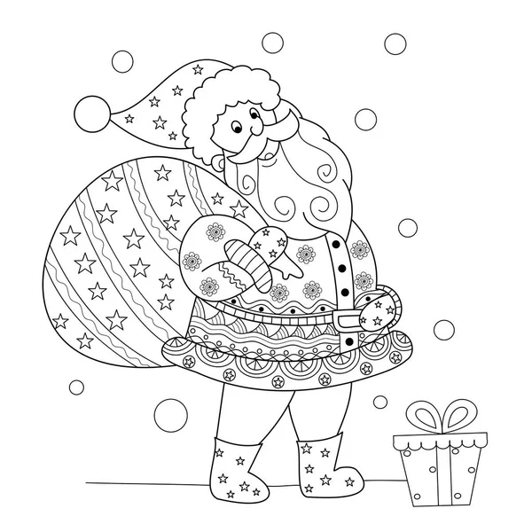 Coloring book page of christmas snow globe with santa claus han stock vector by noonizen