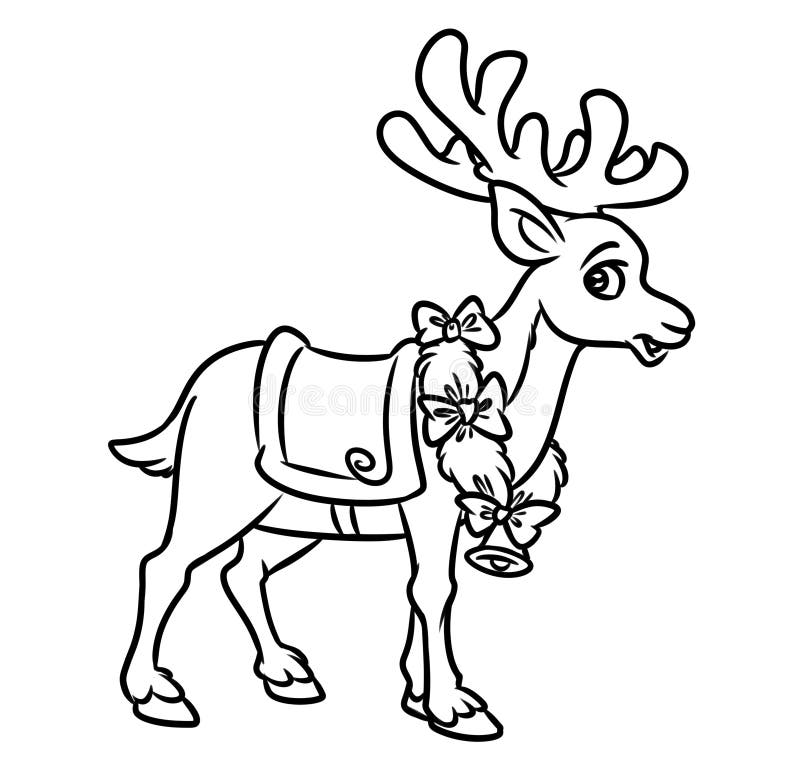 Christmas santa reindeer coloring pages stock illustration