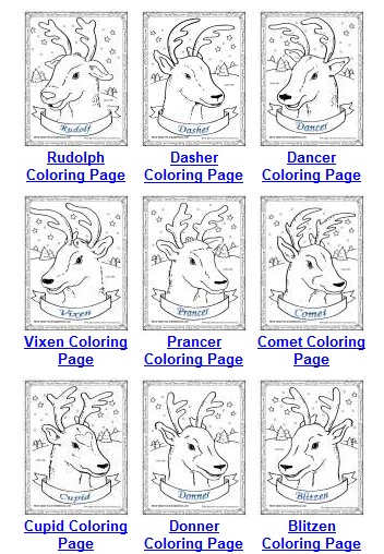 Santas reindeer coloring pages