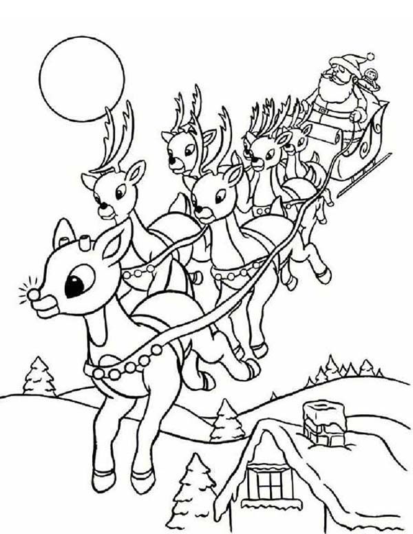 Rudolph the red nosed the leader of santas reindeer coloring page babbo natale pagine di libro da colorare pagine da colorare per adulti