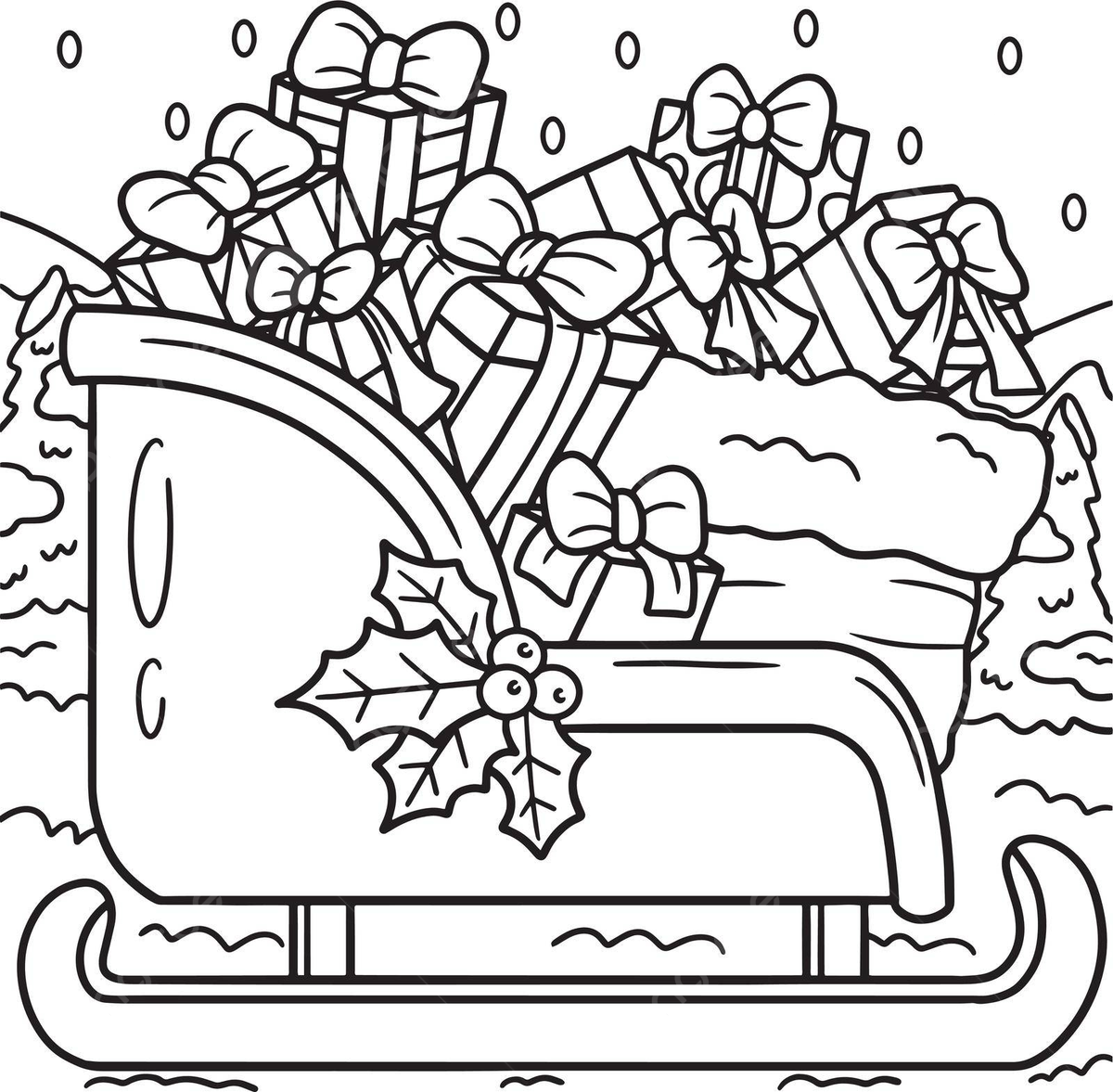Christmas sleigh coloring page for kids line coloring book christmas vector christmas drawing book drawing ring drawing png and vector with transparent background for free download