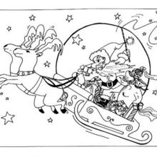 Reindeers and sleigh coloring pages