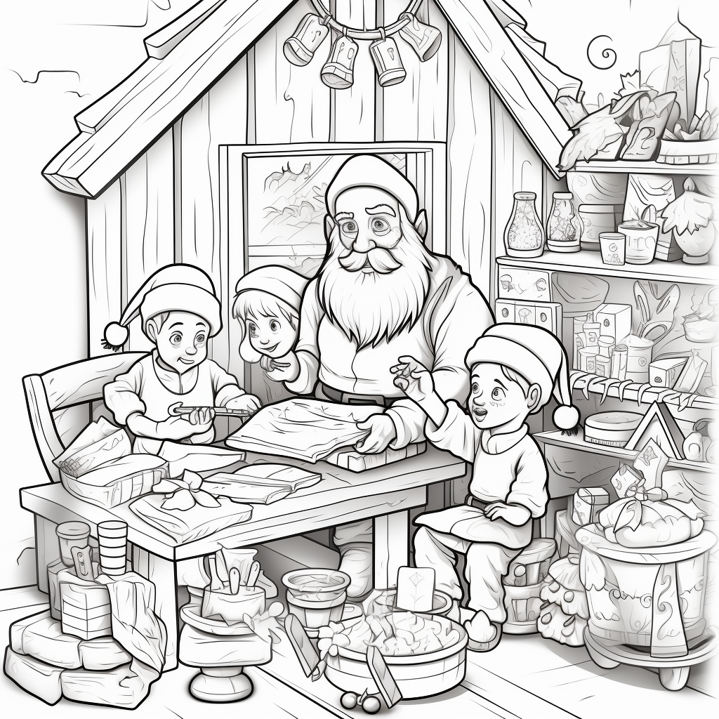 Santas workshop coloring page