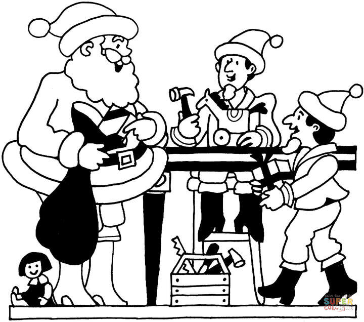 Santas workshop coloring page free printable coloring pages