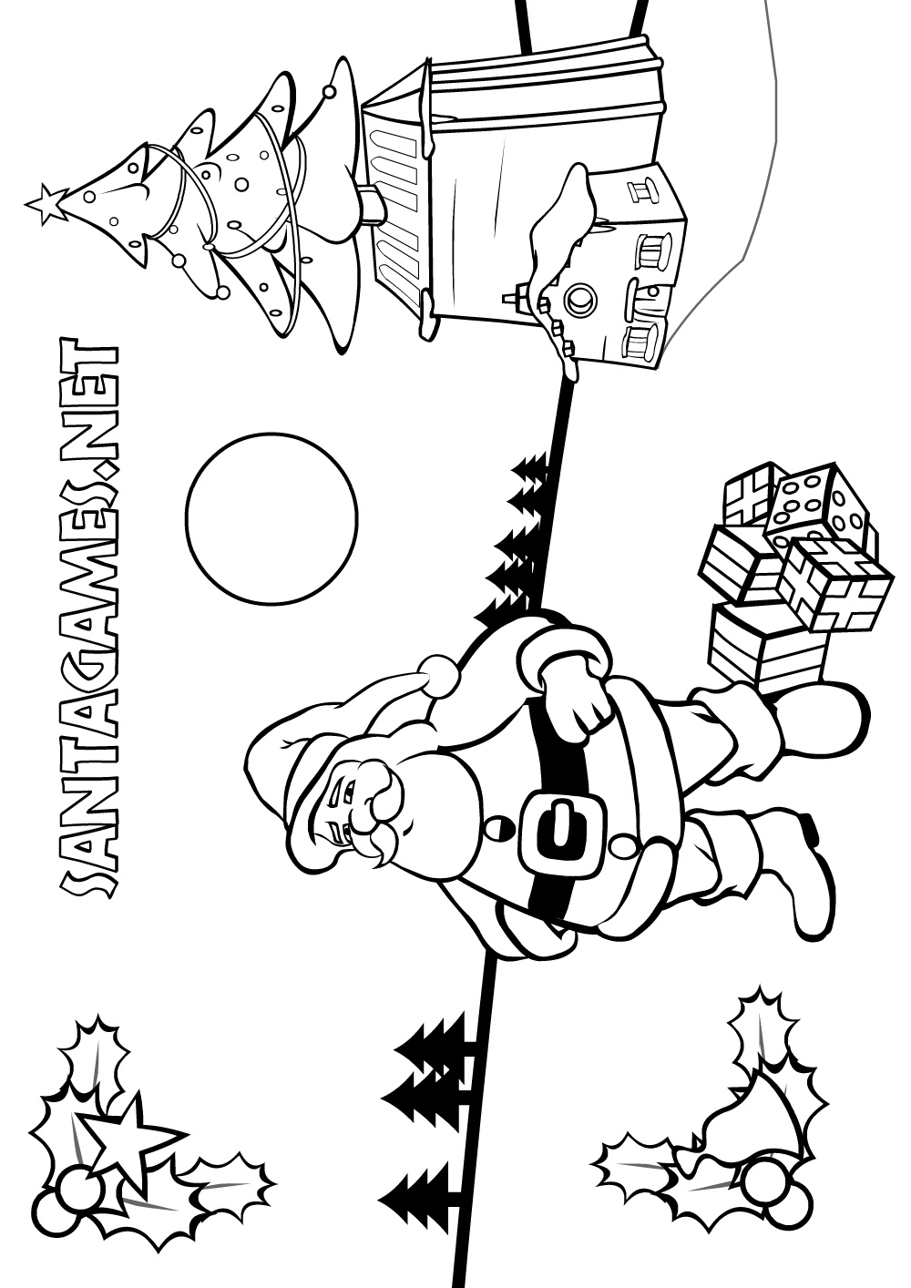 Santa claus workshop printable coloring page