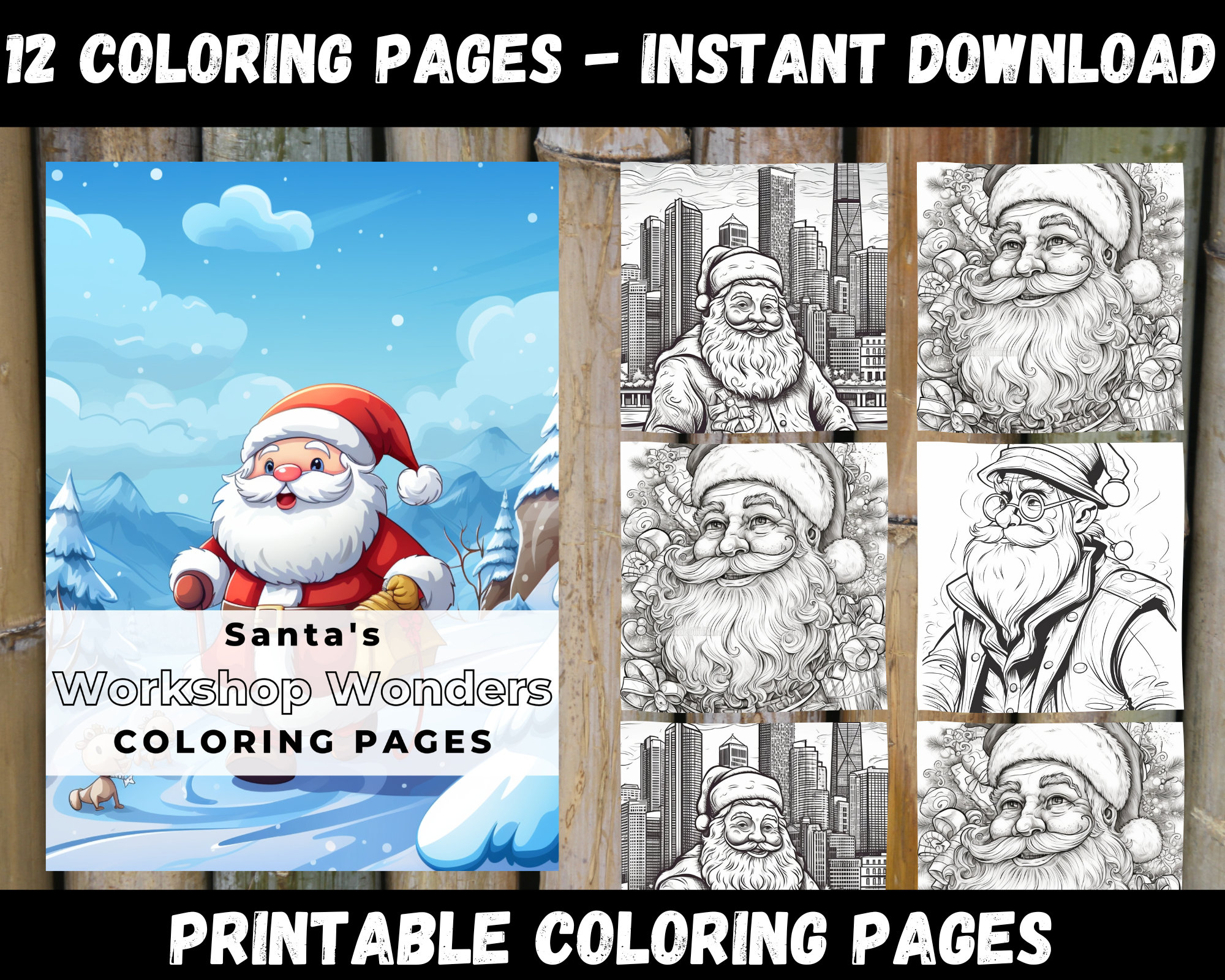 Santas workshop wonders coloring book festive holiday and christmas coloring pages for adults digital download instant download