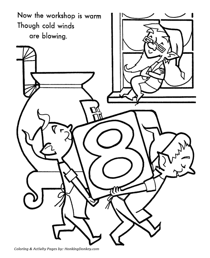 Santas helpers coloring pages