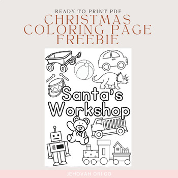 Christmas coloring page freebie santas workshop coloring page tpt