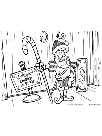 Guard elf christmas coloring page â tims printables