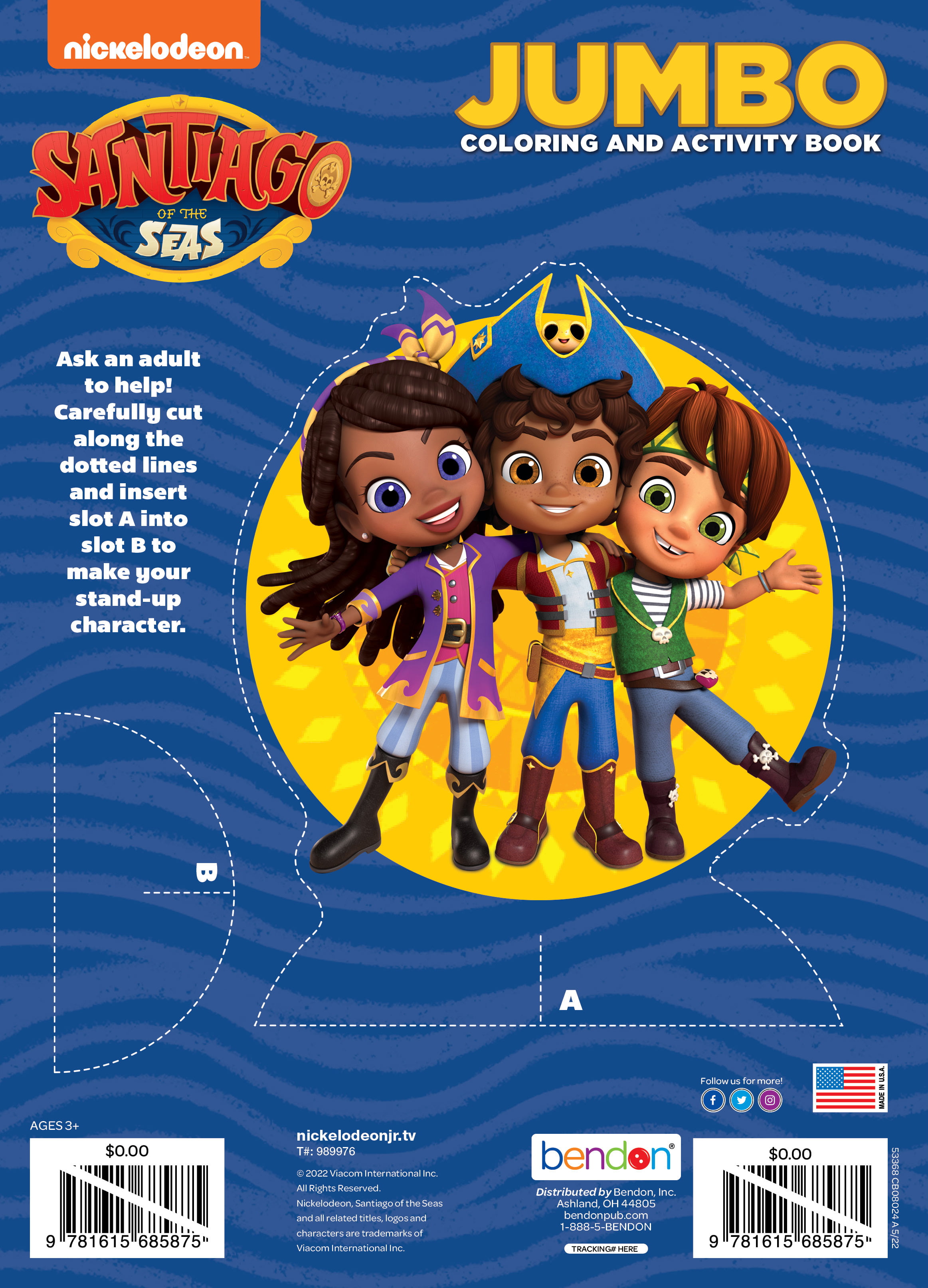 Nickelodeon santiago of the seas jumbo coloring book pages paperback