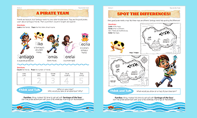 Free summer early learning activities â starring santiago of the seas lesson plan