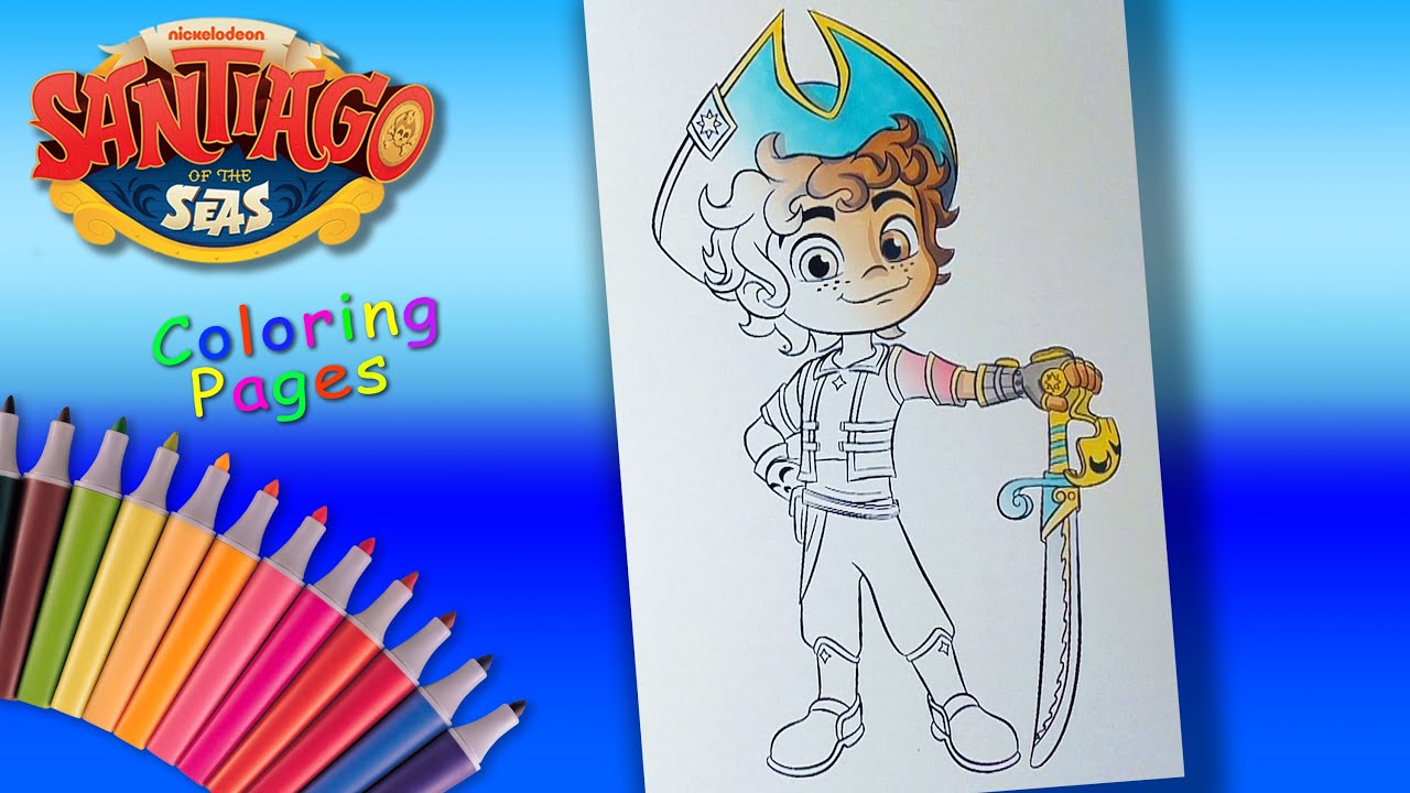 Santiago of the seas coloring book for kids pirate santiago coloring pages santi and pirate tea