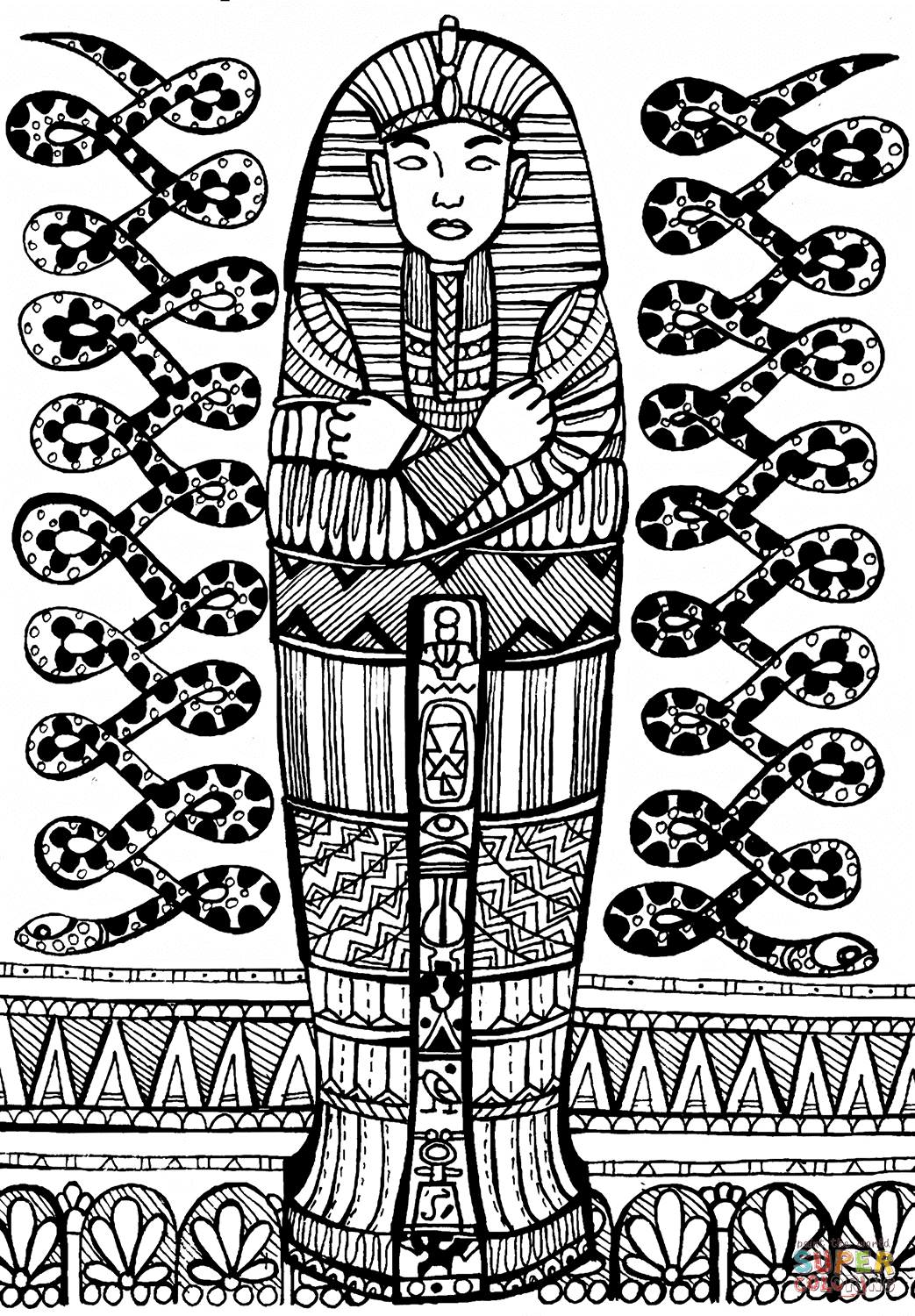 Sarcophagus of pharaoh coloring page free printable coloring pages