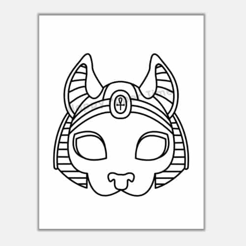 Bastet mask egypt printable paper template