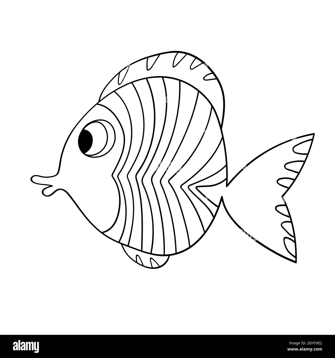 Cartoon cute fish hand drawing outline colouring pictures isolated items suitable for childrens coloring and prints adorable character for card stock vector image art