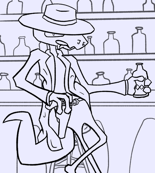 Sarsaparilla at high noon outline art by me rfurry