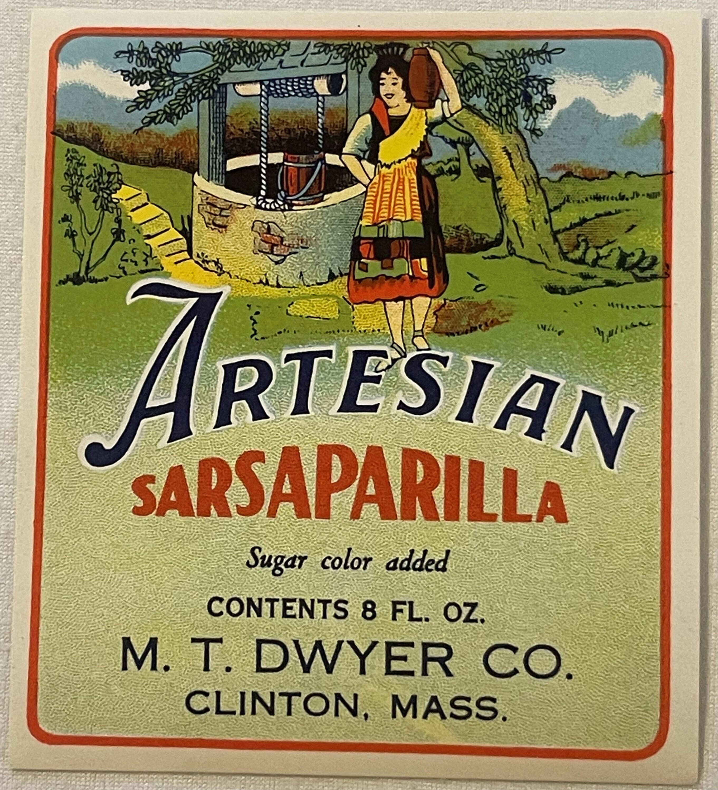 Very rare vintage artesian sarsaparilla label what is sugar color clinton ma s