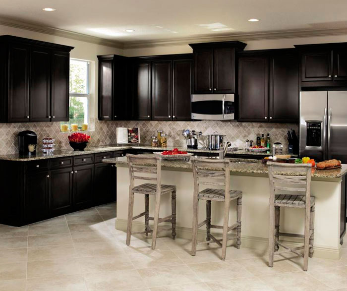 Sarsaparilla cabinets in casual kitchen