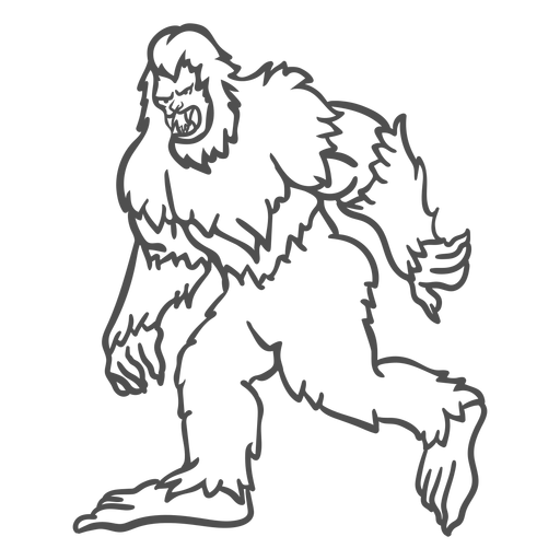 Bigfoot sasquatch growling walking outline png svg design for t