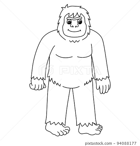 Bigfoot animal isolated coloring page for kids