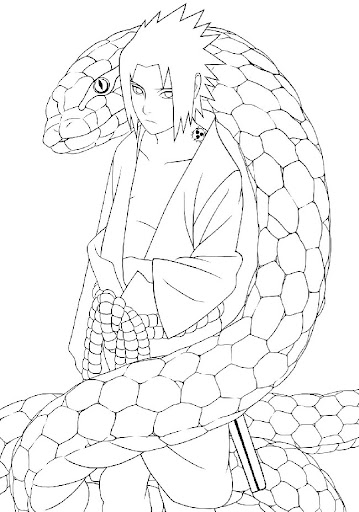 Sasuke holding sword and using chidori coloring page