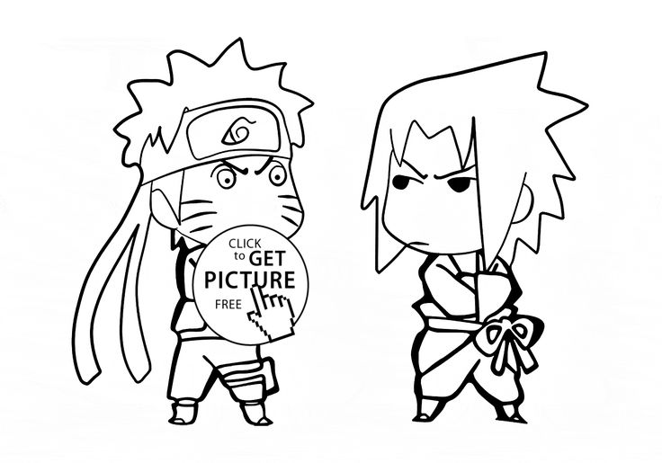 Little naruto and sasuke coloring page for kids manga anime coloring pages printables free