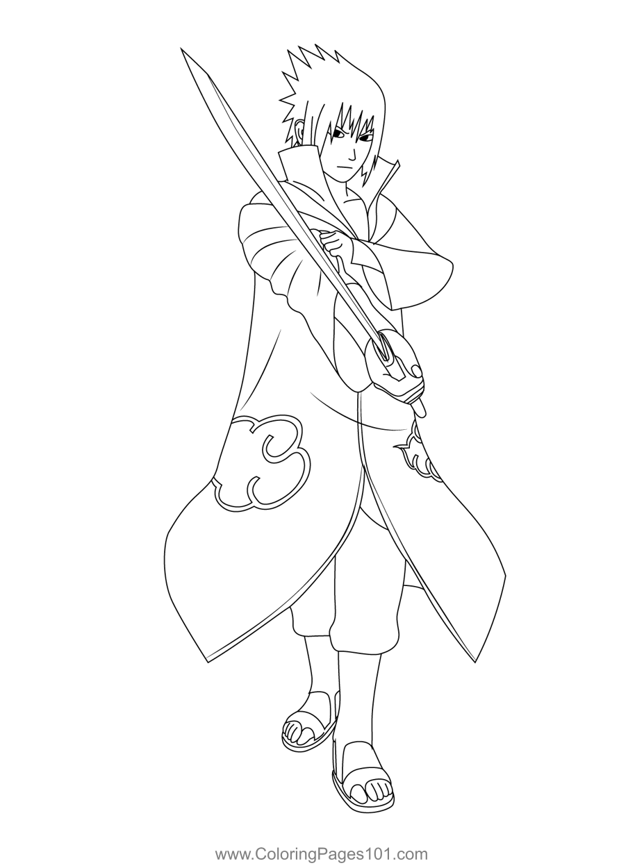 Sasuke uchiha coloring page for kids