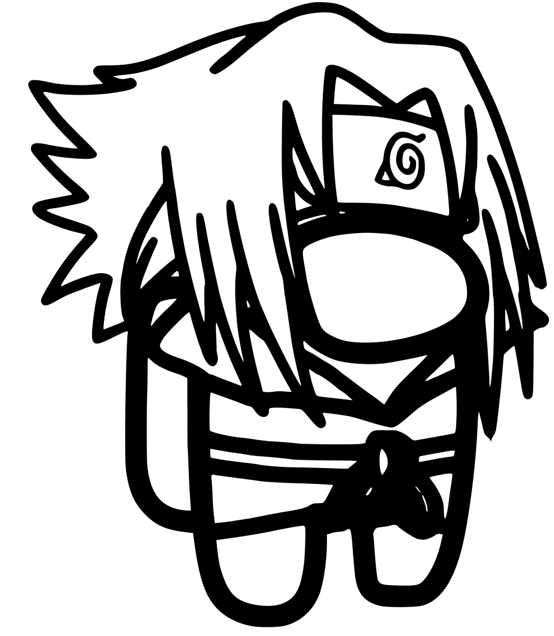 Among us sasuke coloring page printable