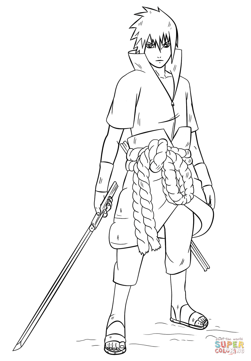 Sasuke uchiha from naruto coloring page free printable coloring pages