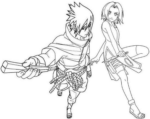 Sakura haruno and sasuke uchiha coloring pages for naruto fans coloring pages sakura haruno uchiha