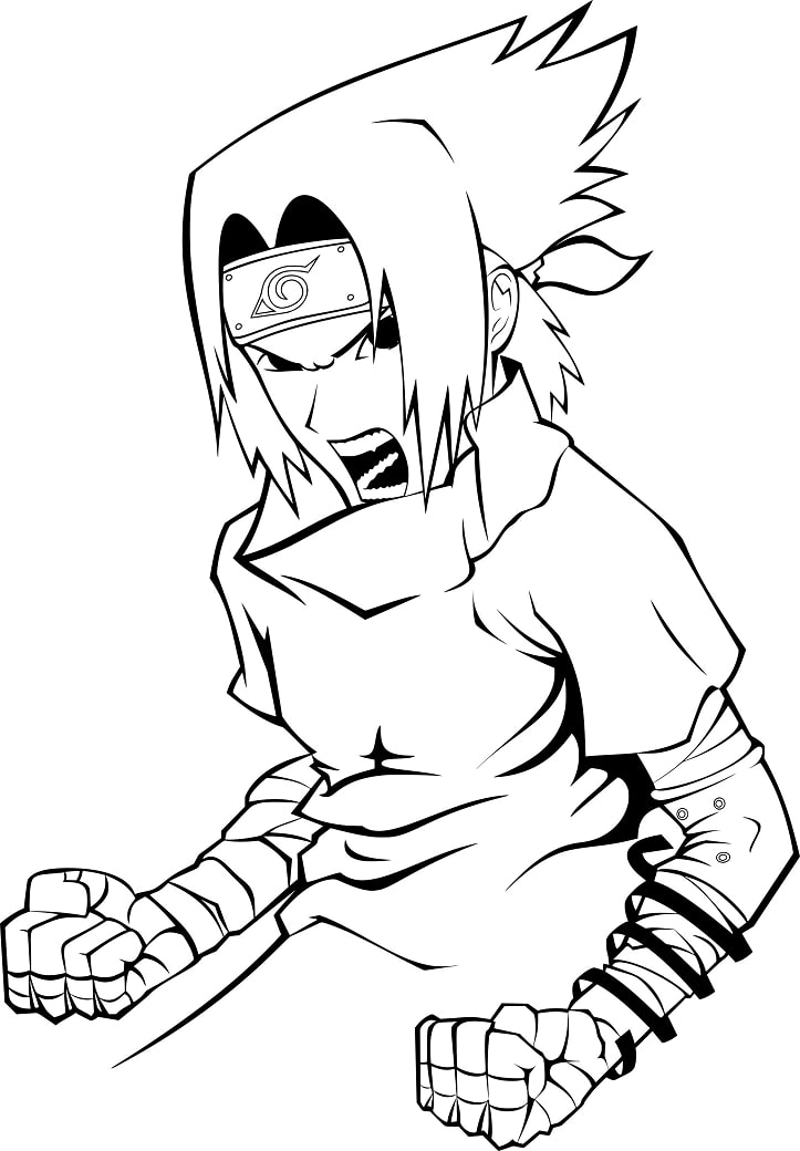 Powerful sasuke uchiha coloring page