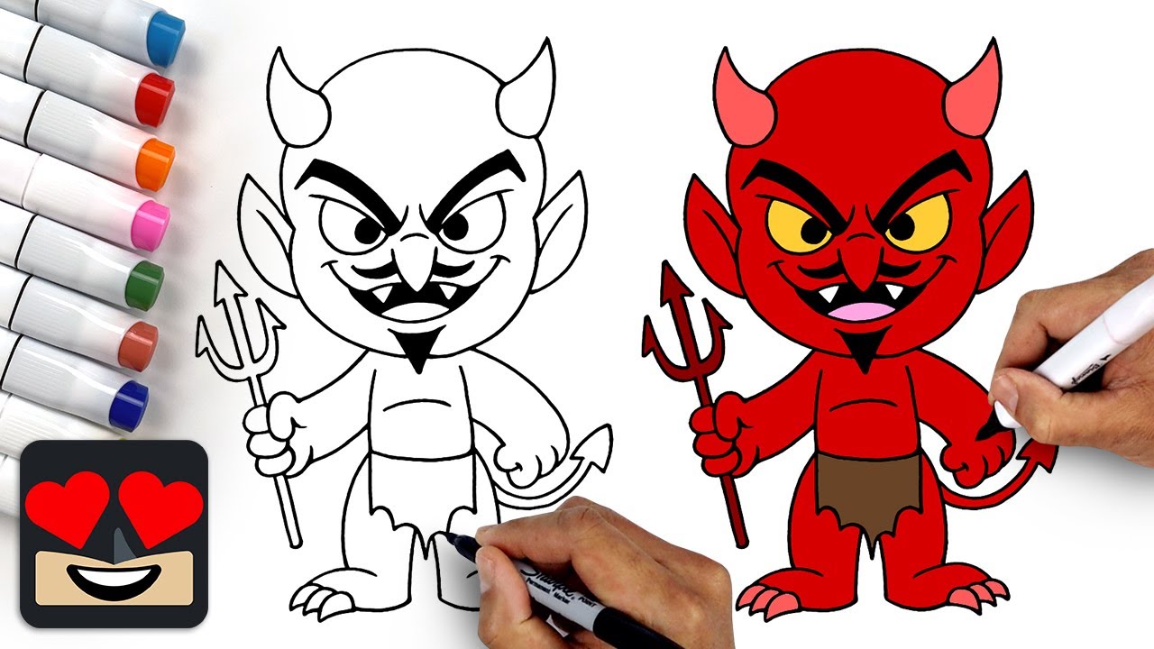 How to draw a devil halloween drawing tutorial