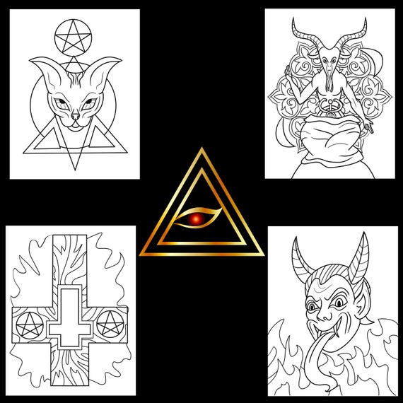 Satanism coloring book coloring sheets baphomet print satanic gifts satanic bible hail satan pentagram gothic gifts lucifer sigil