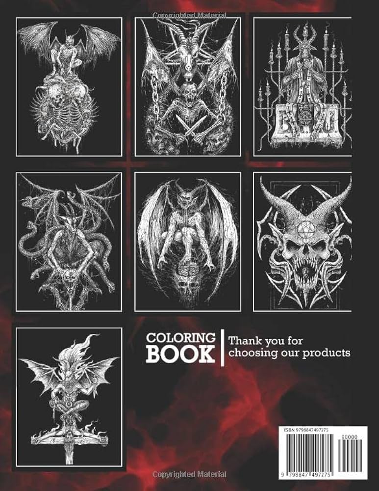 Midnight creepy satan coloring book over scary artworks of characters from hell art lab edward books