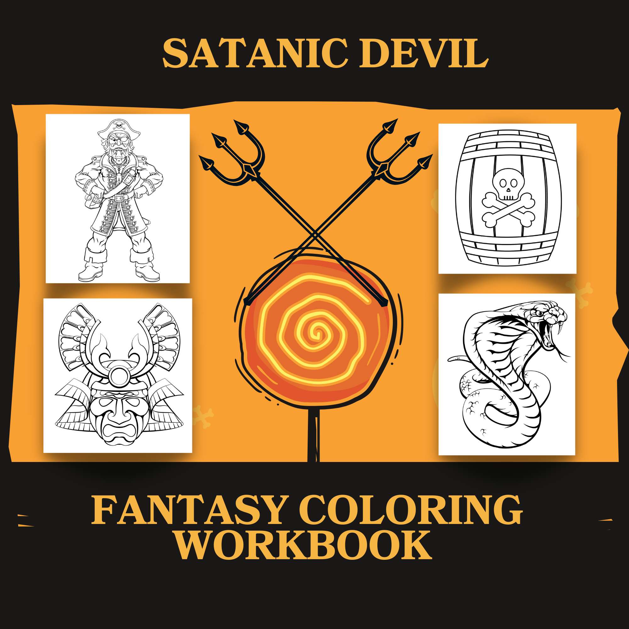 Scary satanic devil fantasy coloring pages