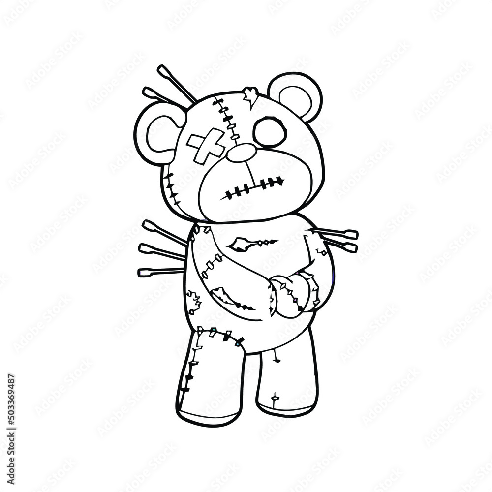 Voodoo coloring page for adult nique pages to color on voodoo dolls satanic art vector