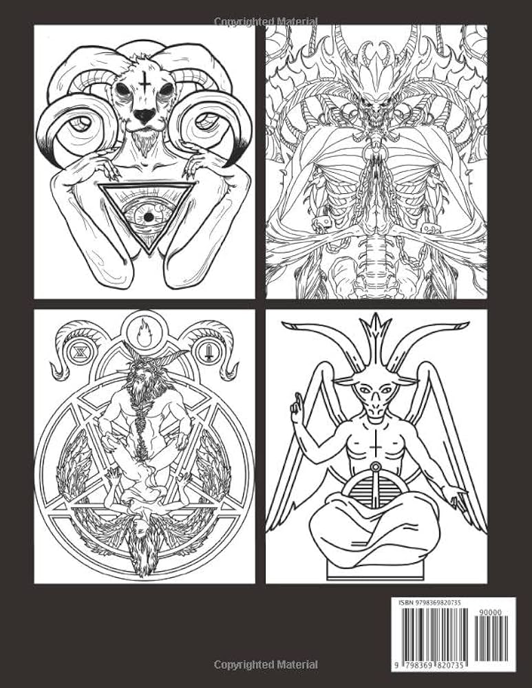 Satanic coloring book recreational coloring pages featuring betiful illustrations of satanism for relaxation and creativity world painting books