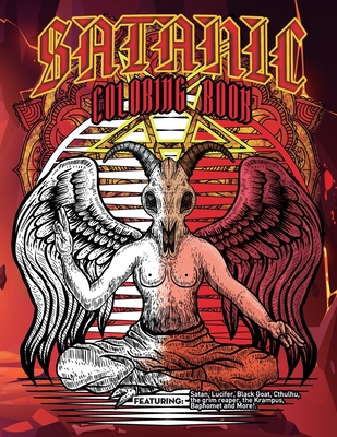 Satanic coloring book featuring satan lucifer black goat cthulhu the grim reaper the krampus baphomet and more single