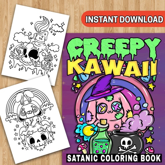 Best value creepy kawaii satanic coloring book instant download cute and dark spooky gothic pages horror pictures for adults teens